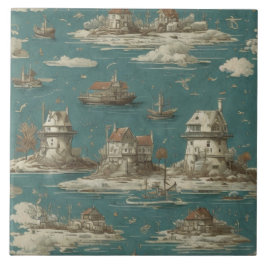 Azulejo Pintura náutica de aceite para los paisajes marino