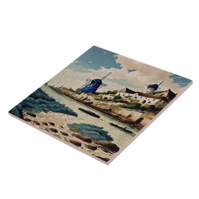 Azulejo Pintura náutica de aceite para los paisajes marino (Lado)