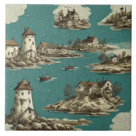 Azulejo Pintura náutica de aceite para los paisajes marino