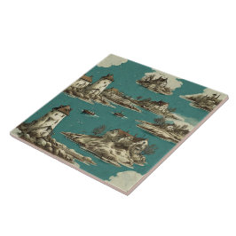 Azulejo Pintura náutica de aceite para los paisajes marino