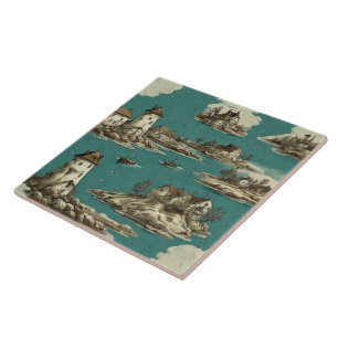 Azulejo Pintura náutica de aceite para los paisajes marino