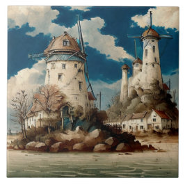 Azulejo Pintura náutica de aceite para los paisajes marino