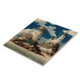 Azulejo Pintura náutica de aceite para los paisajes marino