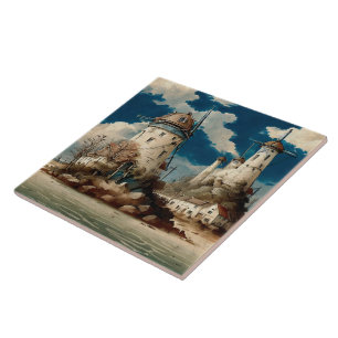 Azulejo Pintura náutica de aceite para los paisajes marino