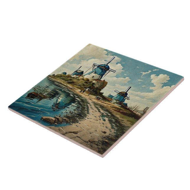 Azulejo Pintura náutica de aceite para los paisajes marino (Lado)