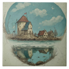 Azulejo Pintura náutica de aceite para los paisajes marino