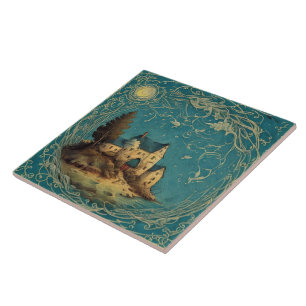Azulejo Pintura náutica de aceite para los paisajes marino