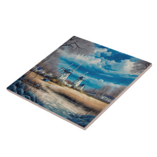 Azulejo Pintura náutica de aceite para los paisajes marino