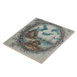 Azulejo Pintura náutica de aceite para los paisajes marino