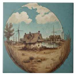 Azulejo Pintura náutica de aceite para los paisajes marino