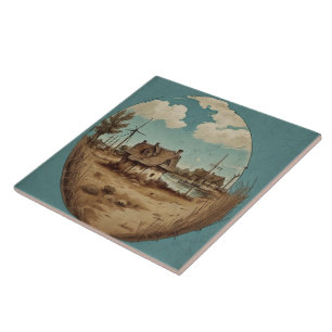 Azulejo Pintura náutica de aceite para los paisajes marino