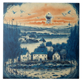 Azulejo Pintura náutica de aceite para los paisajes marino