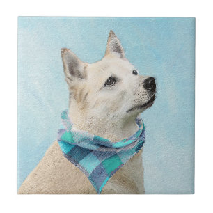 Azulejo Pintura noruega de Buhund - Arte original de perro