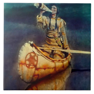 Azulejo Pintura occidental de N C Wyeth "La llamada de alc