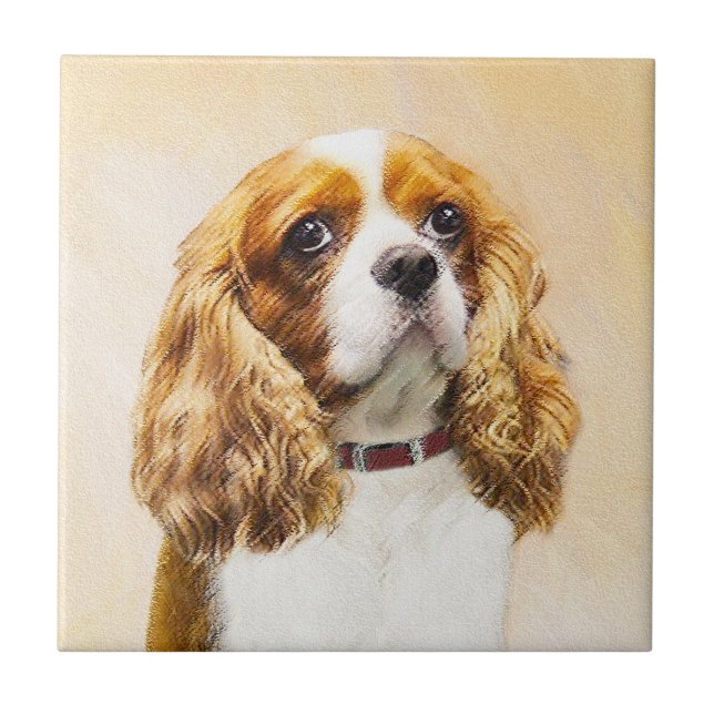 Azulejo Pintura original de Cavalier King Charles Spaniel (Frente)