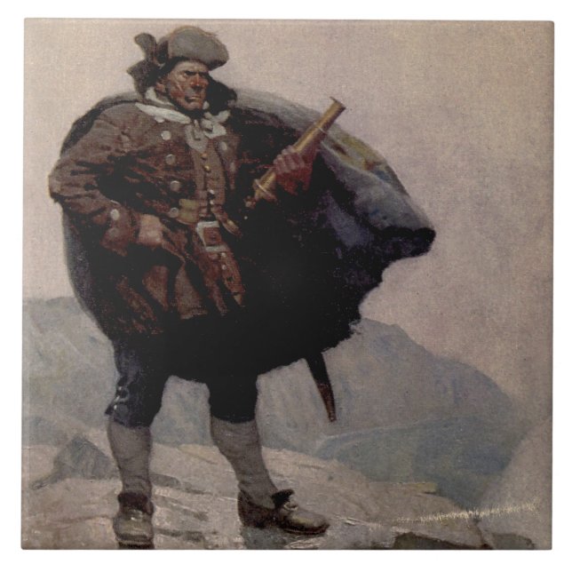 Azulejo Pintura pirata “Billy Bones” de NC Wyeth (Frente)