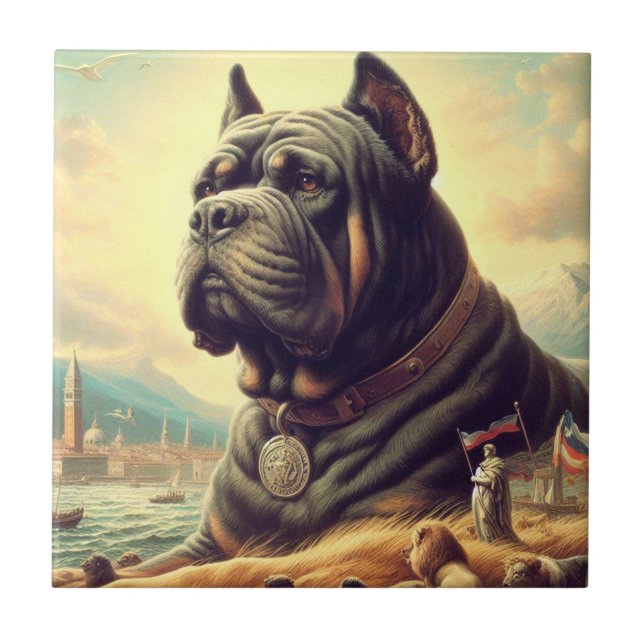 Azulejo Pintura Retro Cane Corso (Frente)