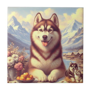 Azulejo Pintura retro siberiana Husky