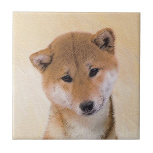 Azulejo Pintura (roja) de Shiba Inu - arte original del