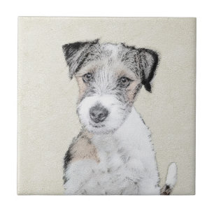 Azulejo Pintura Rusell Terrier - Arte Perro Original