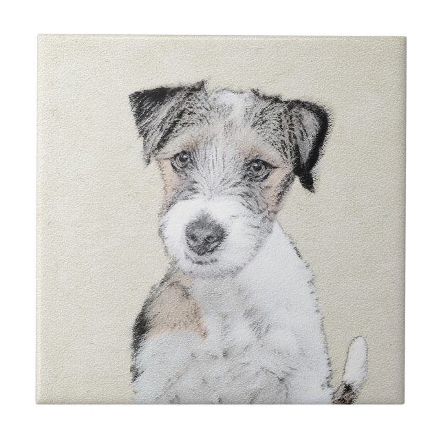 Azulejo Pintura Rusell Terrier - Arte Perro Original (Frente)