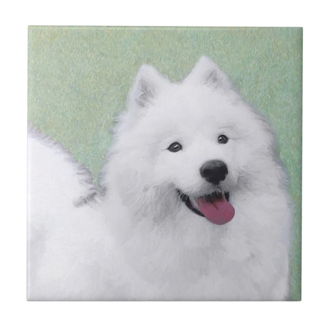 Azulejo Pintura Samoyed - Arte Perro Original Cuto (Frente)