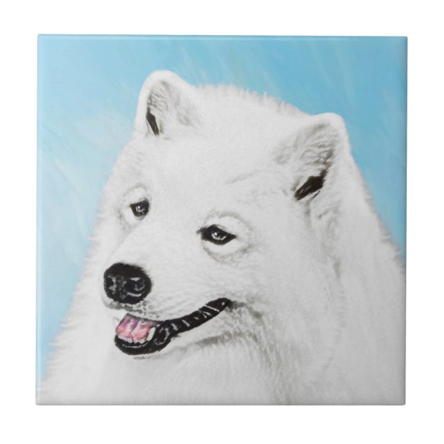 Azulejo Pintura Samoyed - Arte Perro Original Cuto (Frente)