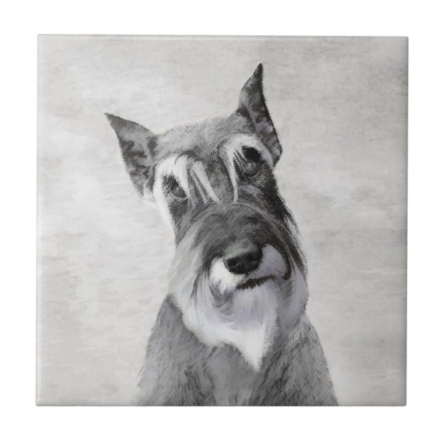Azulejo Pintura Schnauzer (gigante) - Arte de perros (Frente)
