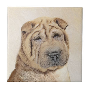 Azulejo Pintura Shar Pei - Arte Perro Original.