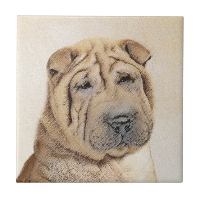 Azulejo Pintura Shar Pei - Arte Perro Original. (Frente)