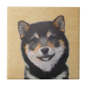 Azulejo Pintura Shiba Inu (Negro y Tan) - Arte de perro