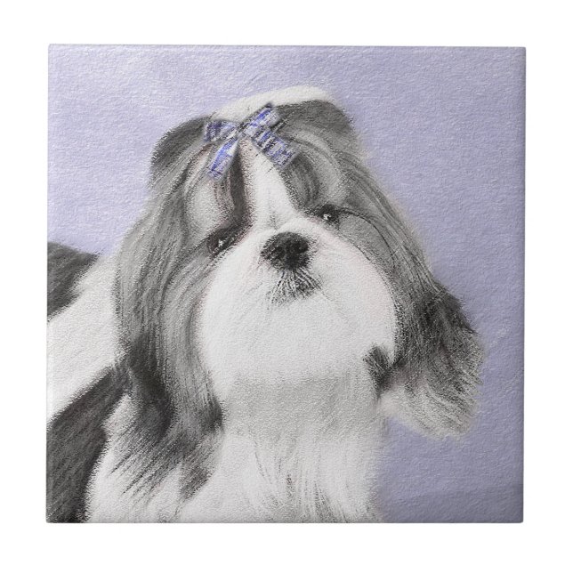 Azulejo Pintura Shih Tzu - Arte Perro Original. (Frente)
