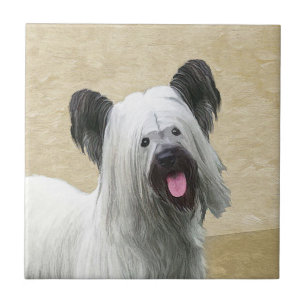 Azulejo Pintura Skye Terrier - Arte Perro Original.