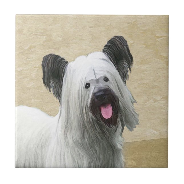 Azulejo Pintura Skye Terrier - Arte Perro Original. (Frente)