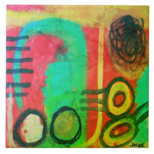 Azulejo Pintura Única Acrílica Abstracta