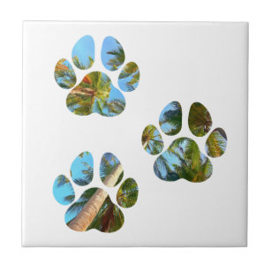 Azulejo Pinturas de pata de perro - Palmeras tropicales