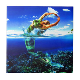 Azulejo Pinturas hermosas de la sirena