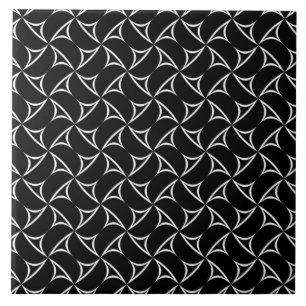 Azulejo Pinwheel Spiral White Abstract Line Pattern