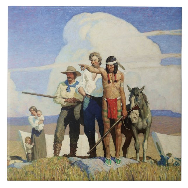 Azulejo Pioneers Western Art de NC Wyeth (Frente)