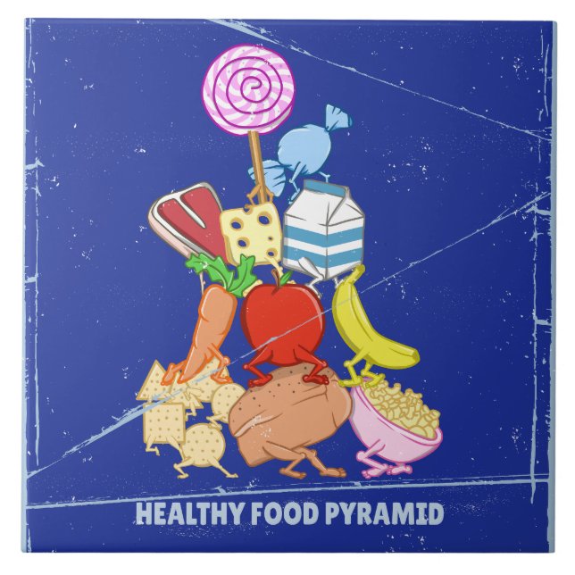 Azulejo Pirámide de alimentos saludables ilustración de di (Frente)