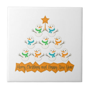 Azulejo Pirámide de árboles de Navidad hecha de muñecos de