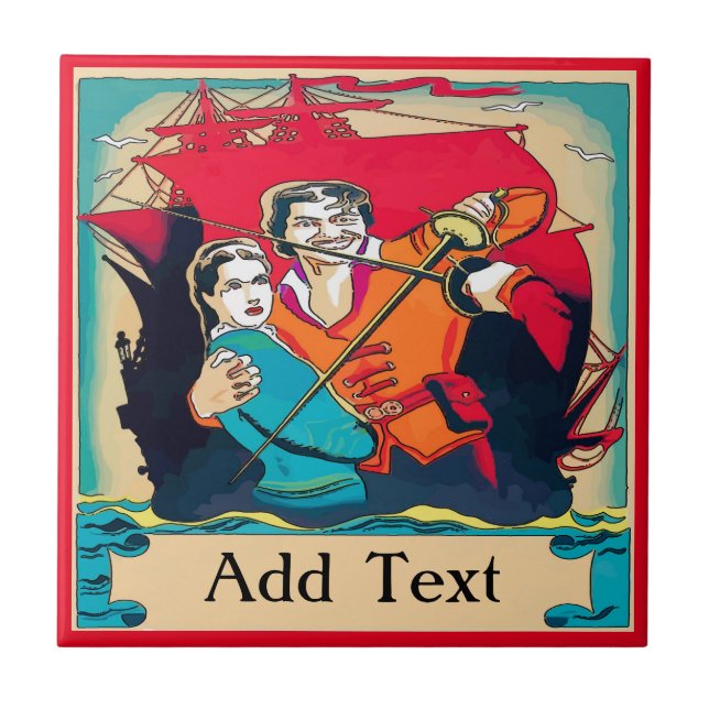 Azulejo Piratas, añadir texto, personalizar (Frente)