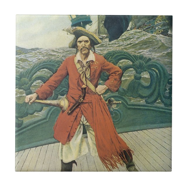 Azulejo Piratas Antiguos, Capitán Keitt por Howard Pyle (Frente)
