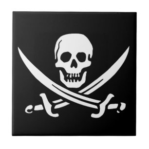 Azulejo Pirate Jolly Roger Skull