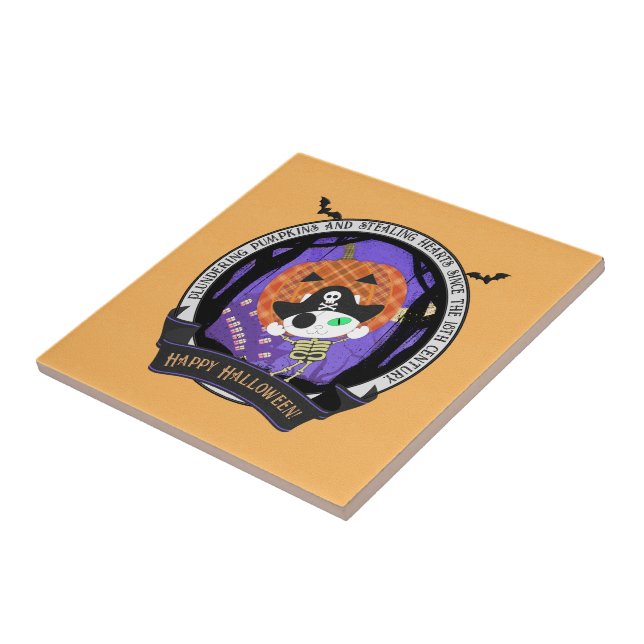 Azulejo Pirate skeleton cat Cerámica (Lado)