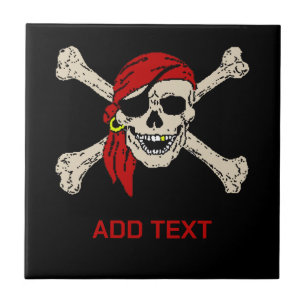 Azulejo Pirates Skull personalizar añadir texto,Tile