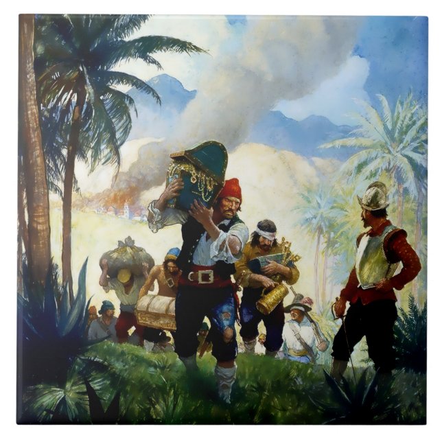 Azulejo “Pirates y Botín” por NC Wyeth (Frente)