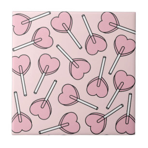 Azulejo Pirulís rosados, pirulís con forma de corazón, Pat