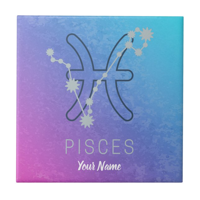 Azulejo Pisces Estrella Zodiaca Signo Horóscopo Constelaci (Frente)