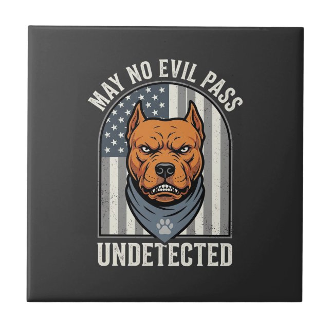 Azulejo Pitbull Patriótico Perro Guardián (Frente)